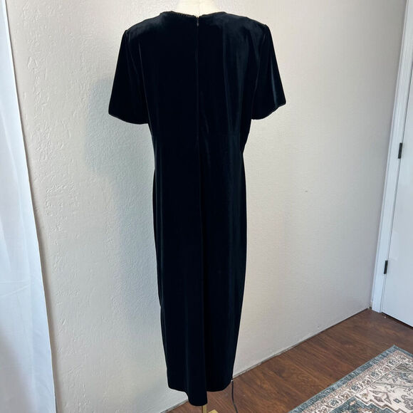 VTG Talbots Dress Womens 14 Black Velvet Maxi Fairy Grunge Goth Vamp Y2K READ - Picture 8 of 15